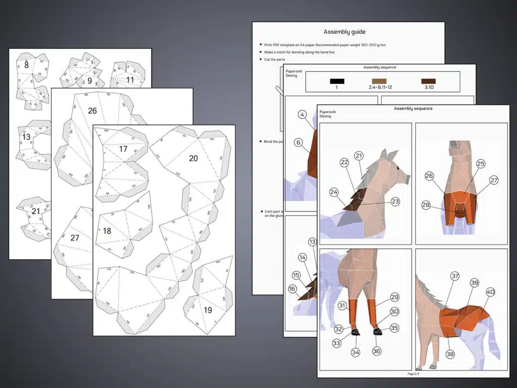 Horse papercraft PDF SVG, vue 3