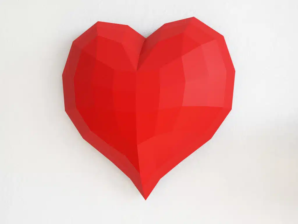 Heart wall decor papercraft PDF SVG, vue 3