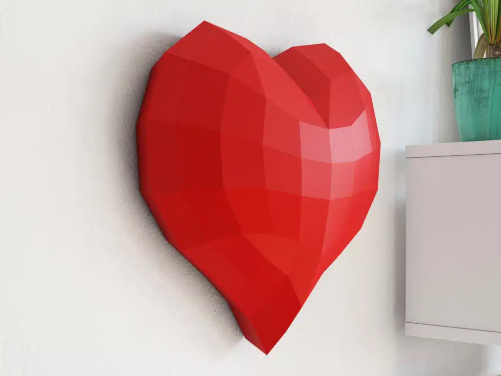Heart wall decor papercraft PDF SVG, vue 2