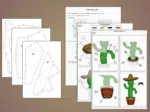 Kaktus papercraft PDF Vorlage