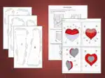 Heart wall decor papercraft PDF SVG, vue 4