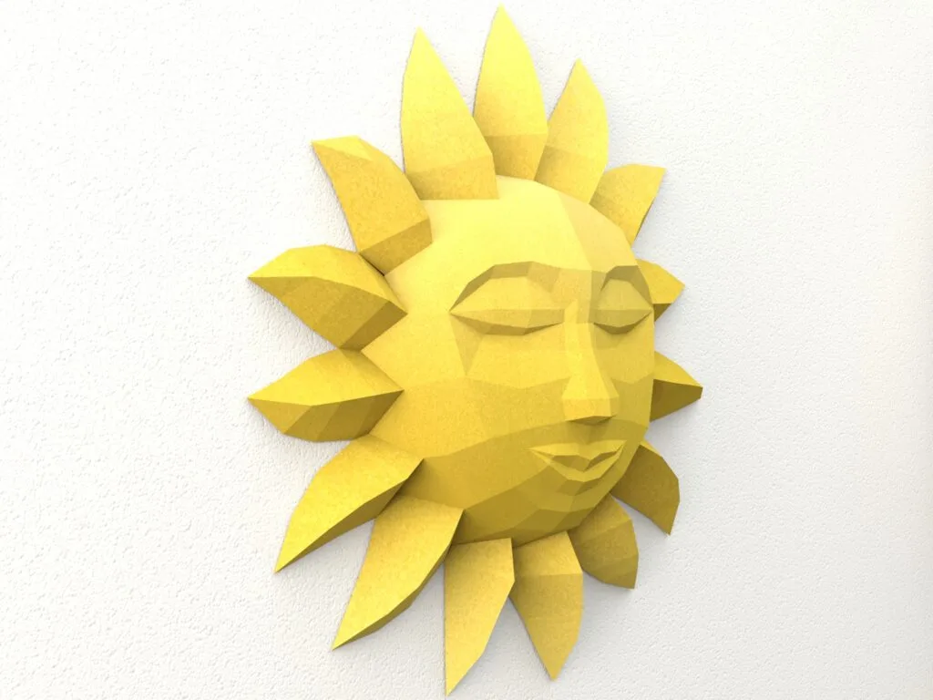 Decoración de pared Sol papercraft DIY plantilla PDF SVG