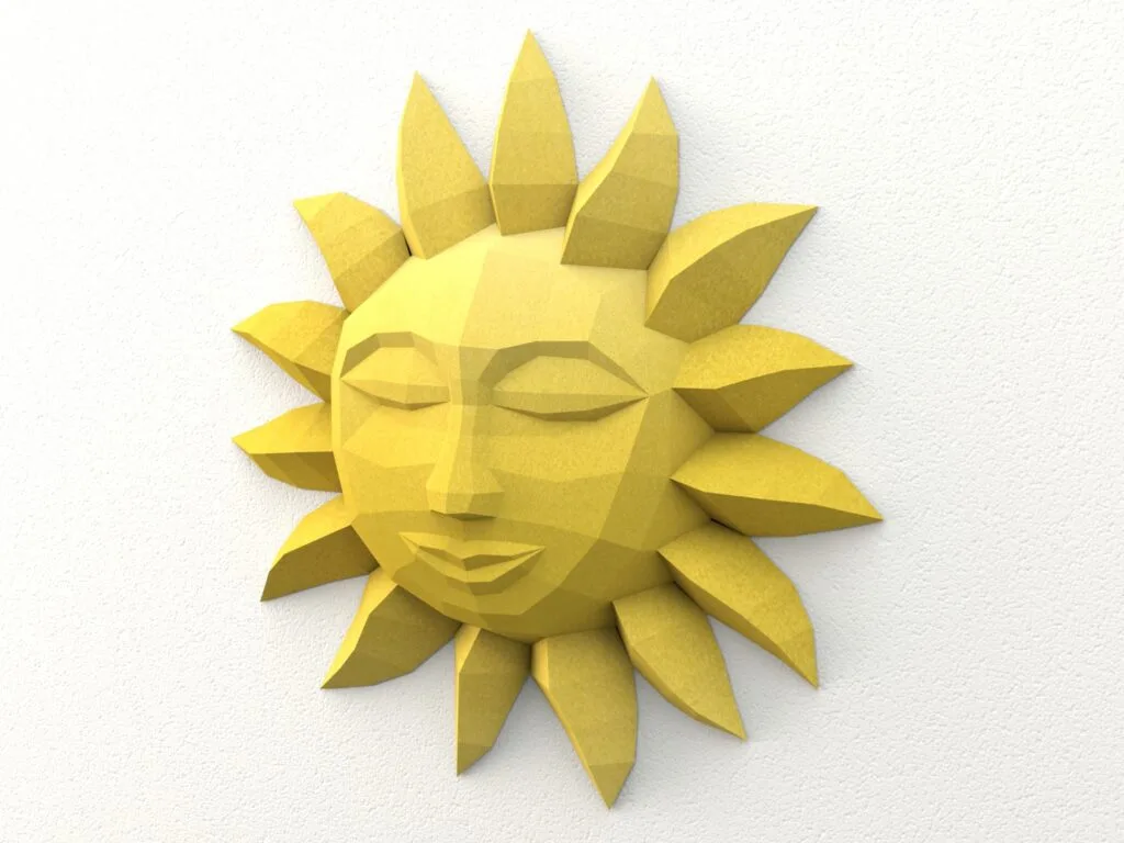 Decoración de pared Sol papercraft DIY plantilla PDF SVG