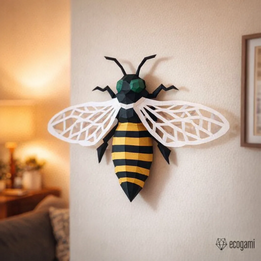 Bee Papercraft in 3D Origami Style