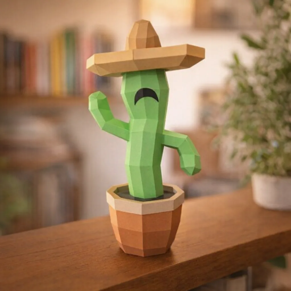 Kaktus papercraft PDF Vorlage