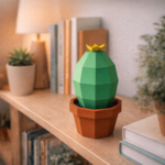 Pot avec cactus en papercraft 3D