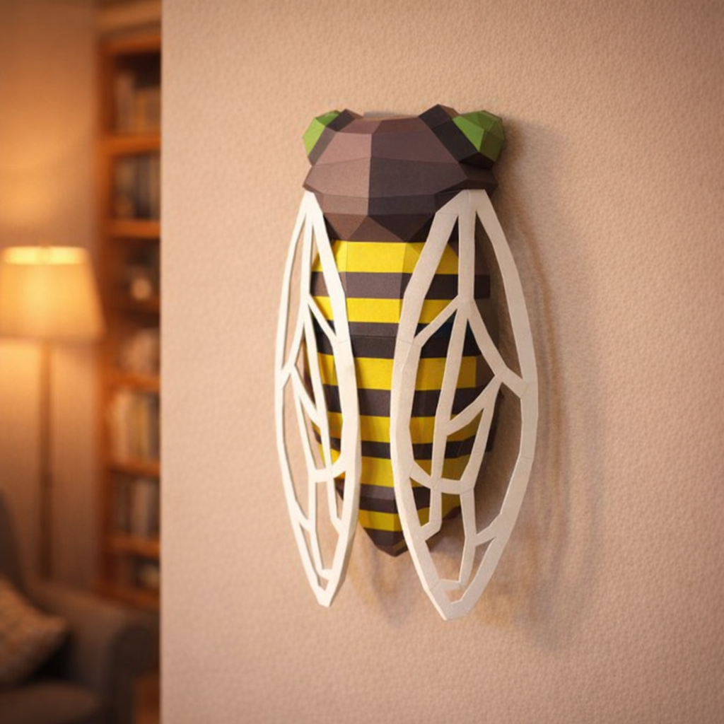 Papercraft cigale en origami 3D