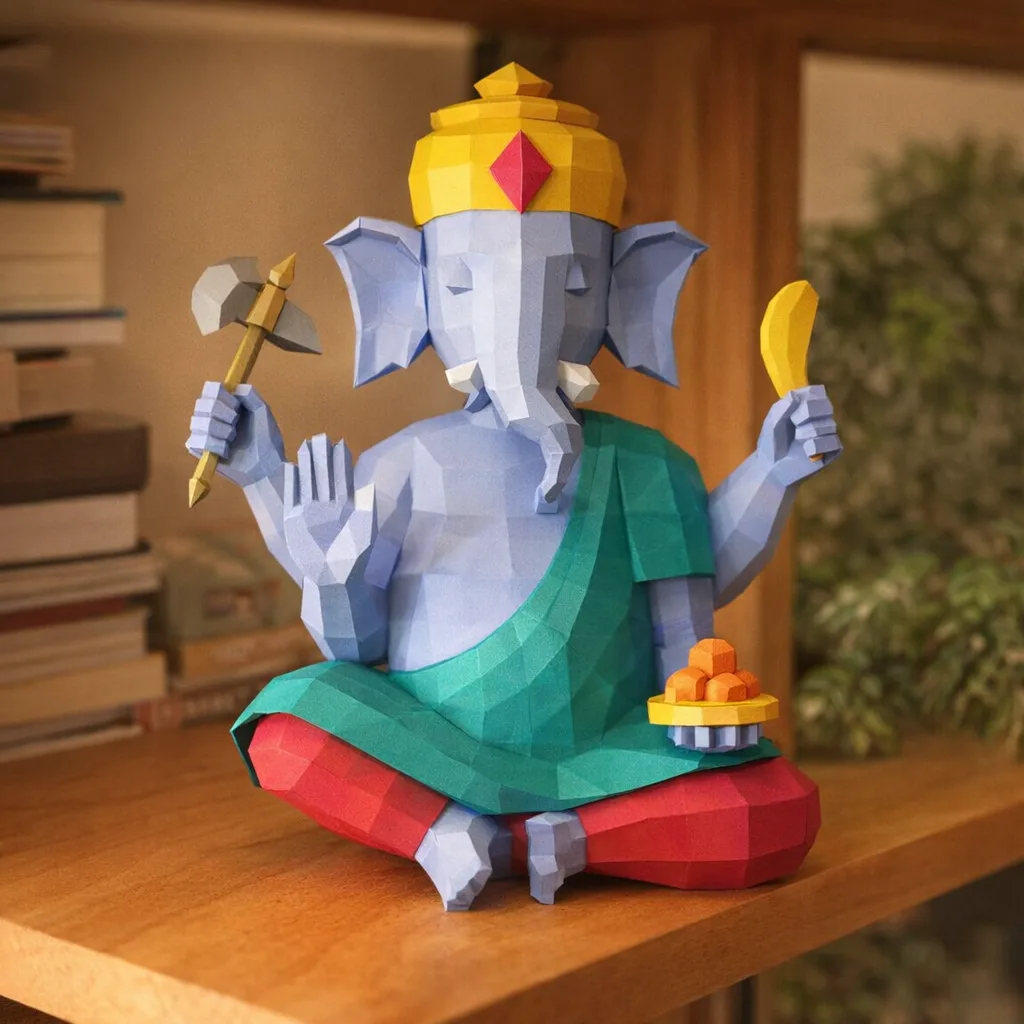 Ganesh papercraft Statue 3D PDF Vorlage SVG DXF