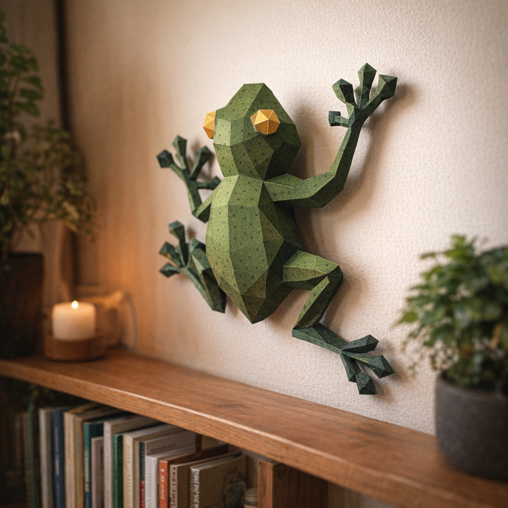 Frosch Papercraft als 3D-Wanddeko Frosch Papercraft als 3D-Wanddeko