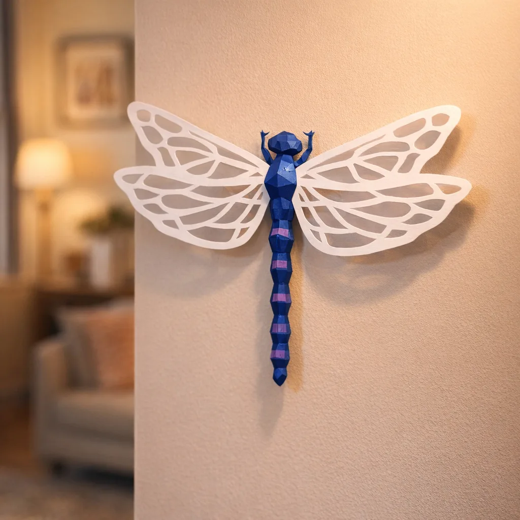 Papercraft de libélula em origami 3D