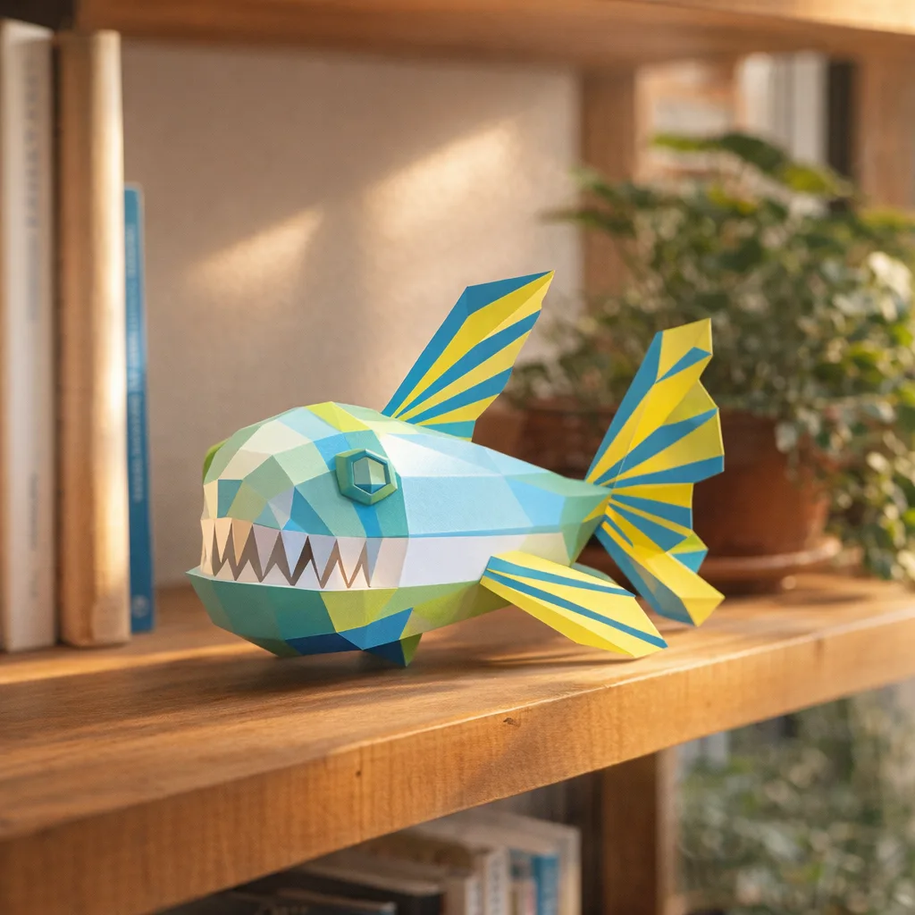 Papercraft Fish Skeleton in Origami 3D