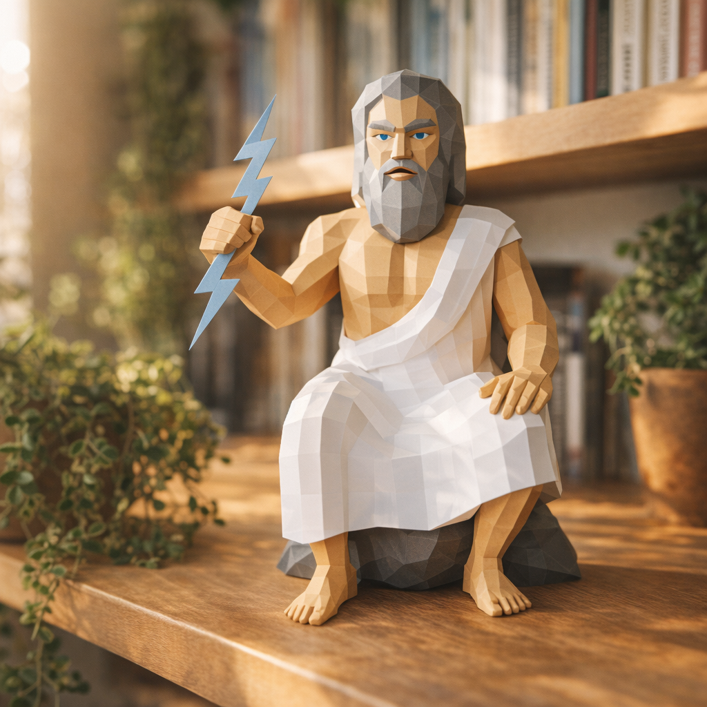 Zeus papercraft Statue 3D PDF Vorlage SVG DXF