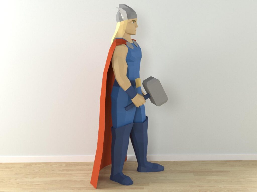Thor papercraft estatua 3D plantilla PDF SVG DXF