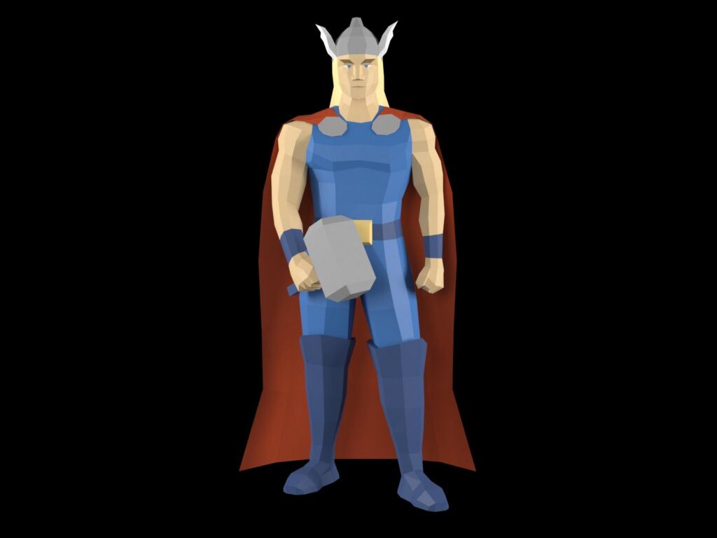 Thor papercraft estatua 3D plantilla PDF SVG DXF