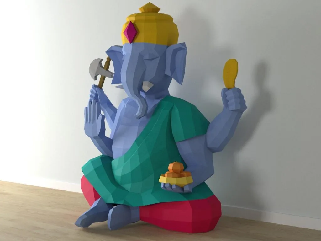 Estátua papercraft de Ganesh 3D em PDF, SVG e DXF