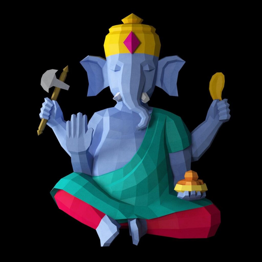 Ganesh papercraft Statue 3D PDF Vorlage SVG DXF