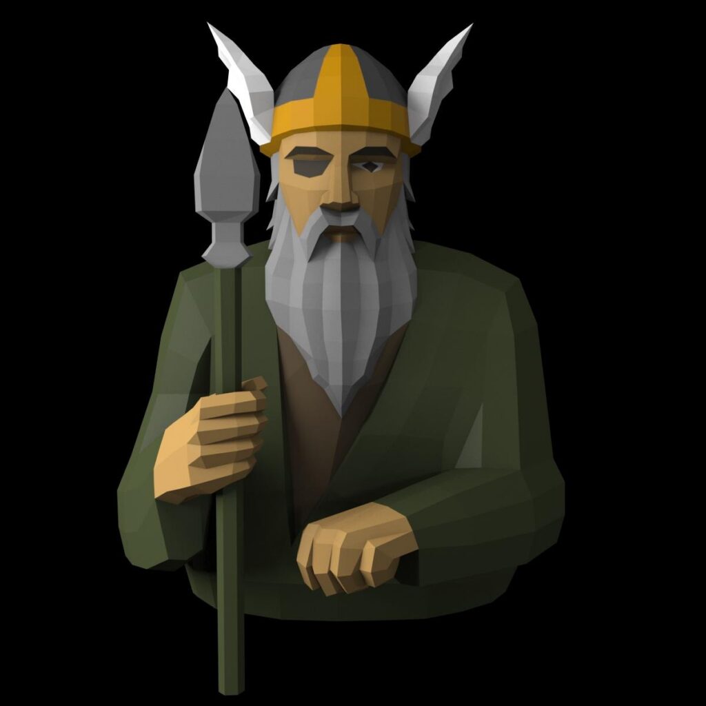 Odin papercraft estatua 3D plantilla PDF SVG DXF