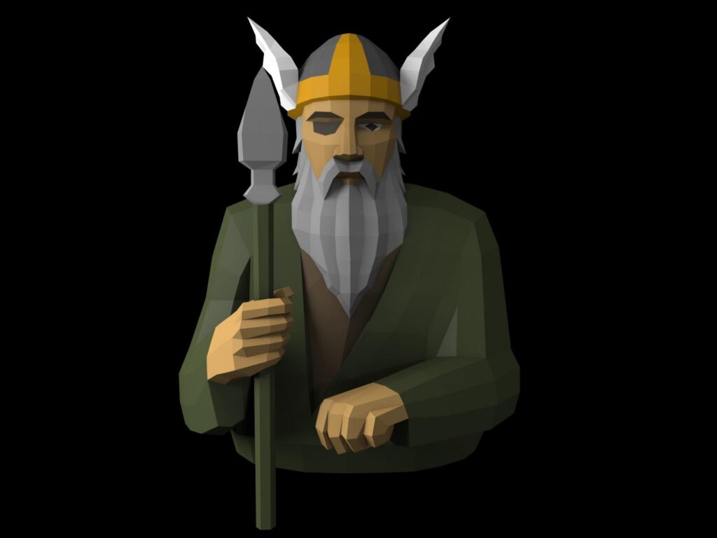 Odin papercraft estatua 3D plantilla PDF SVG DXF