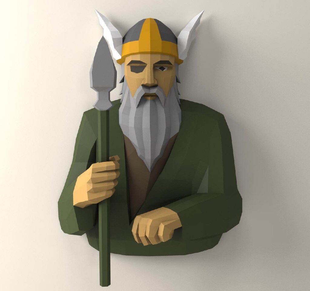 Odin papercraft Statue 3D PDF Vorlage SVG DXF