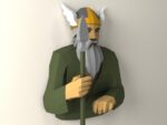 Odin papercraft estatua 3D plantilla PDF SVG DXF