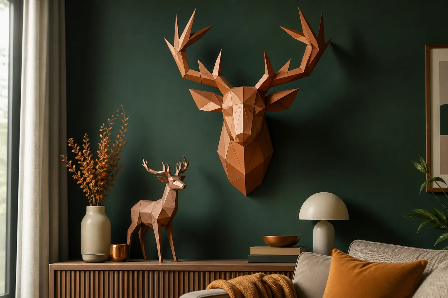 Trophée et sculpture de cerf en papercraft 3D