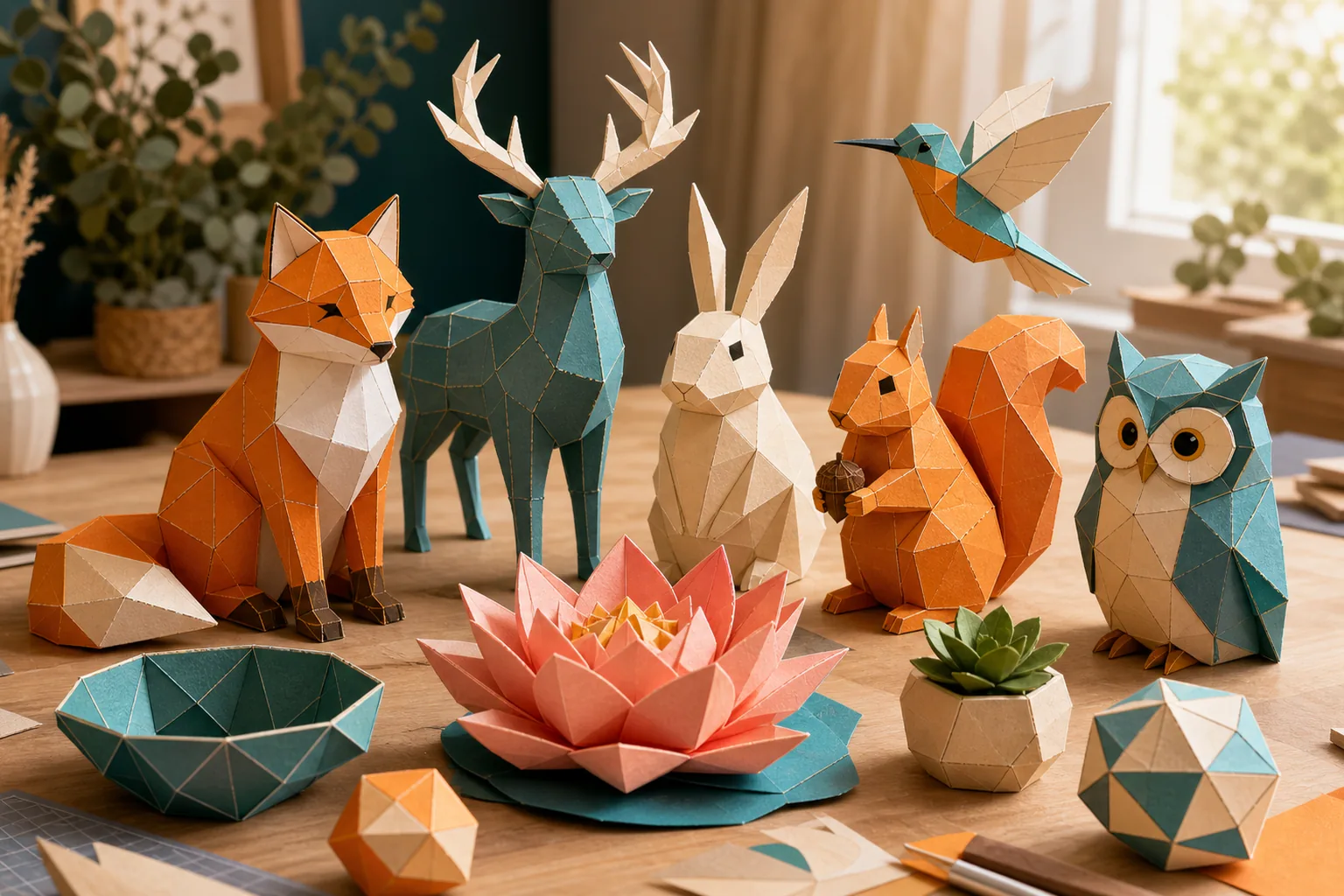 Collection de modèles origami 3D en papier à assembler