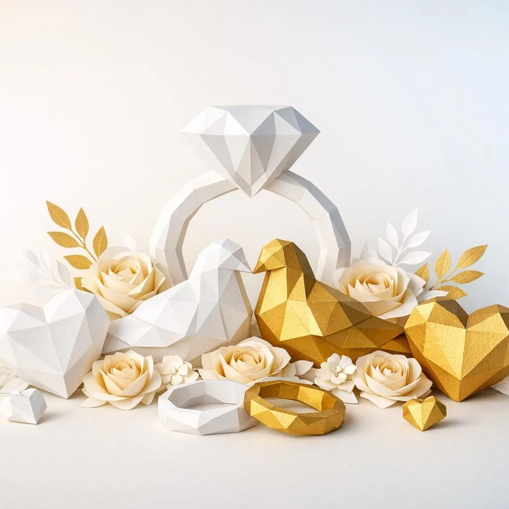 Déco mariage en papier : centre de table et cadeaux invités papercraft