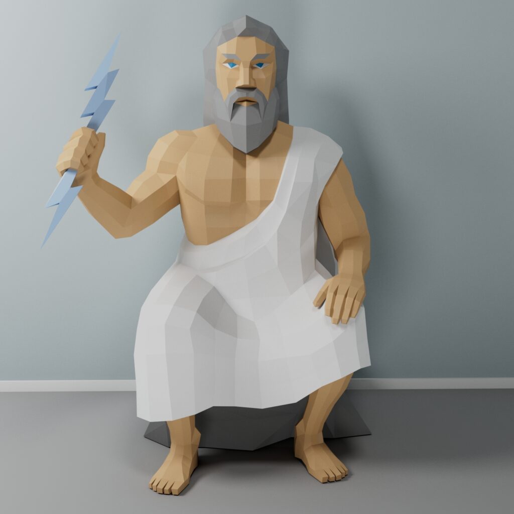 Zeus papercraft 3D statue PDF template SVG DXF