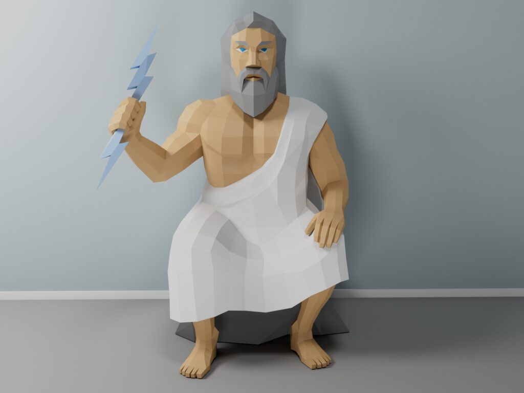Zeus papercraft Statue 3D PDF Vorlage SVG DXF