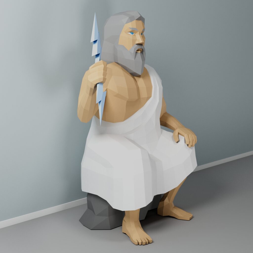 Zeus papercraft Statue 3D PDF Vorlage SVG DXF