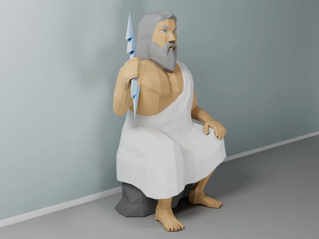 Zeus papercraft Statue 3D PDF Vorlage SVG DXF