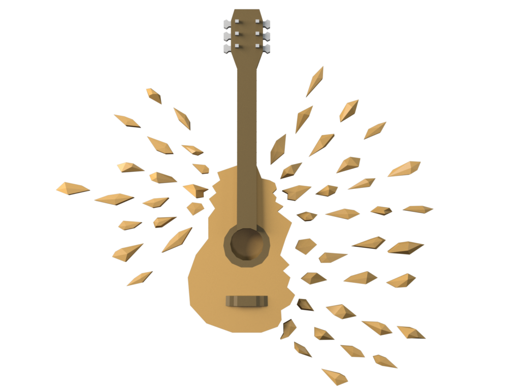 Instrument guitare murale en papercraft 3D