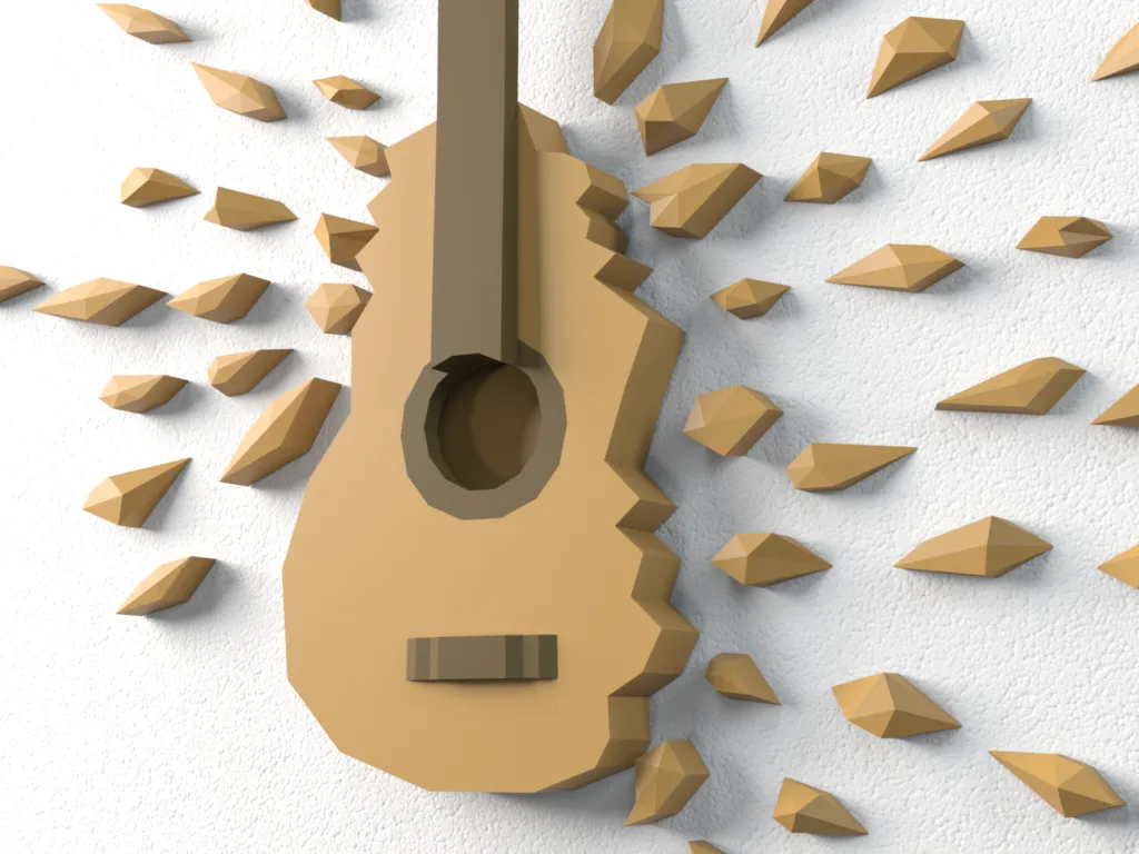 Guitarra de pared en papercraft 3D