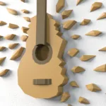 Guitarra de pared en papercraft 3D