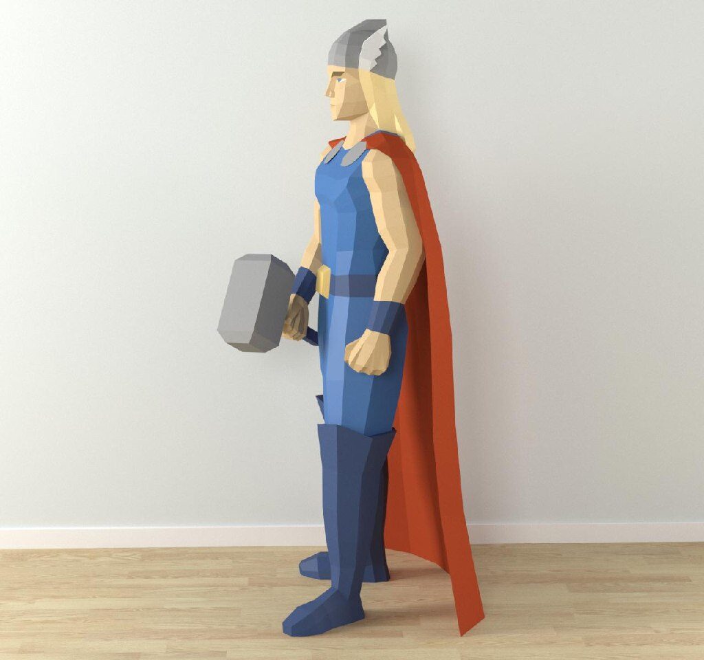Thor papercraft 3D Statue PDF Vorlage SVG DXF