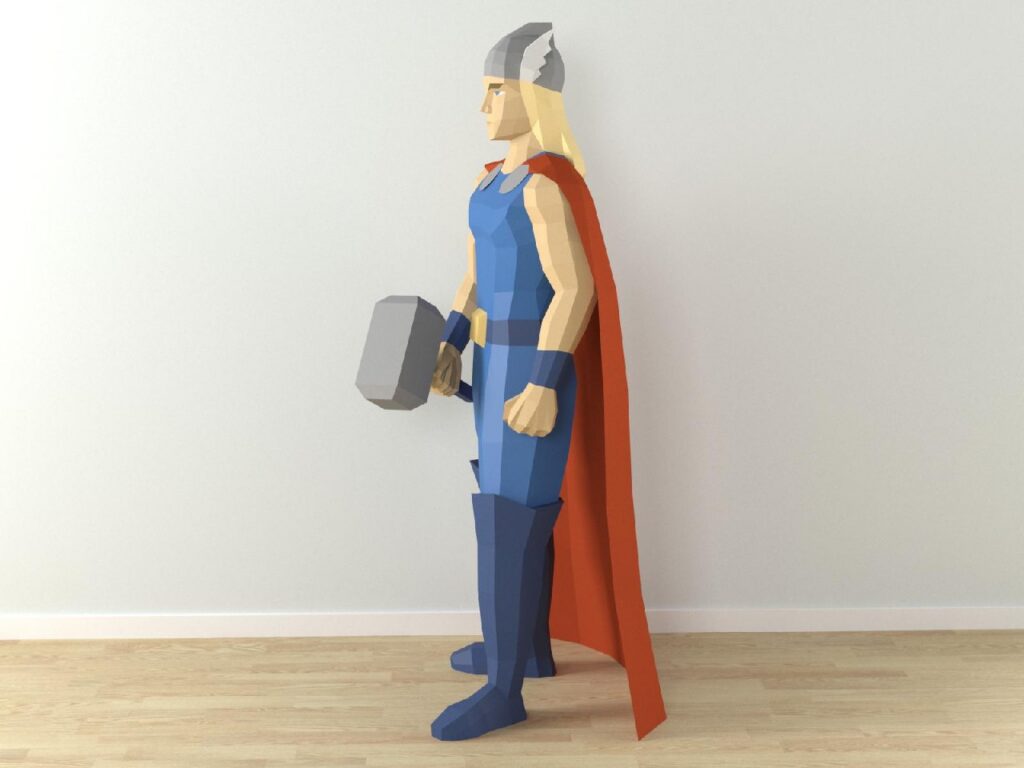 Thor papercraft estatua 3D plantilla PDF SVG DXF Thor papercraft estatua 3D plantilla PDF SVG DXF