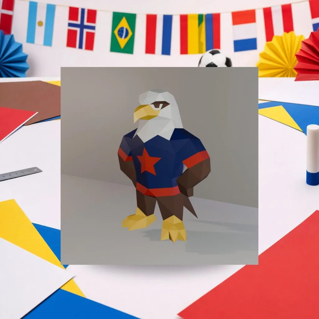 Mascote de águia de futebol em papercraft 3D