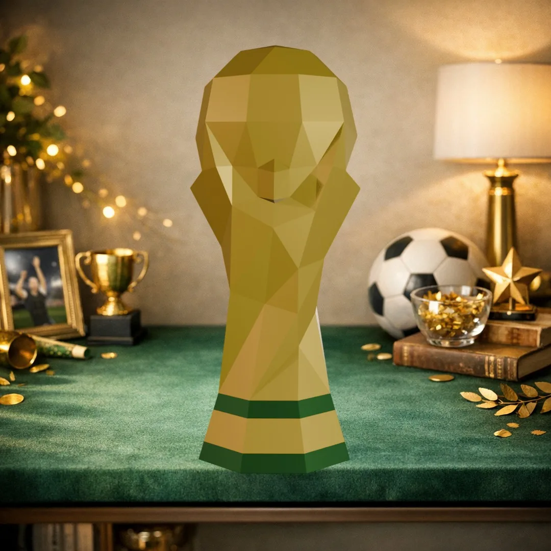 golden-football-trophy-papercraft-living-room