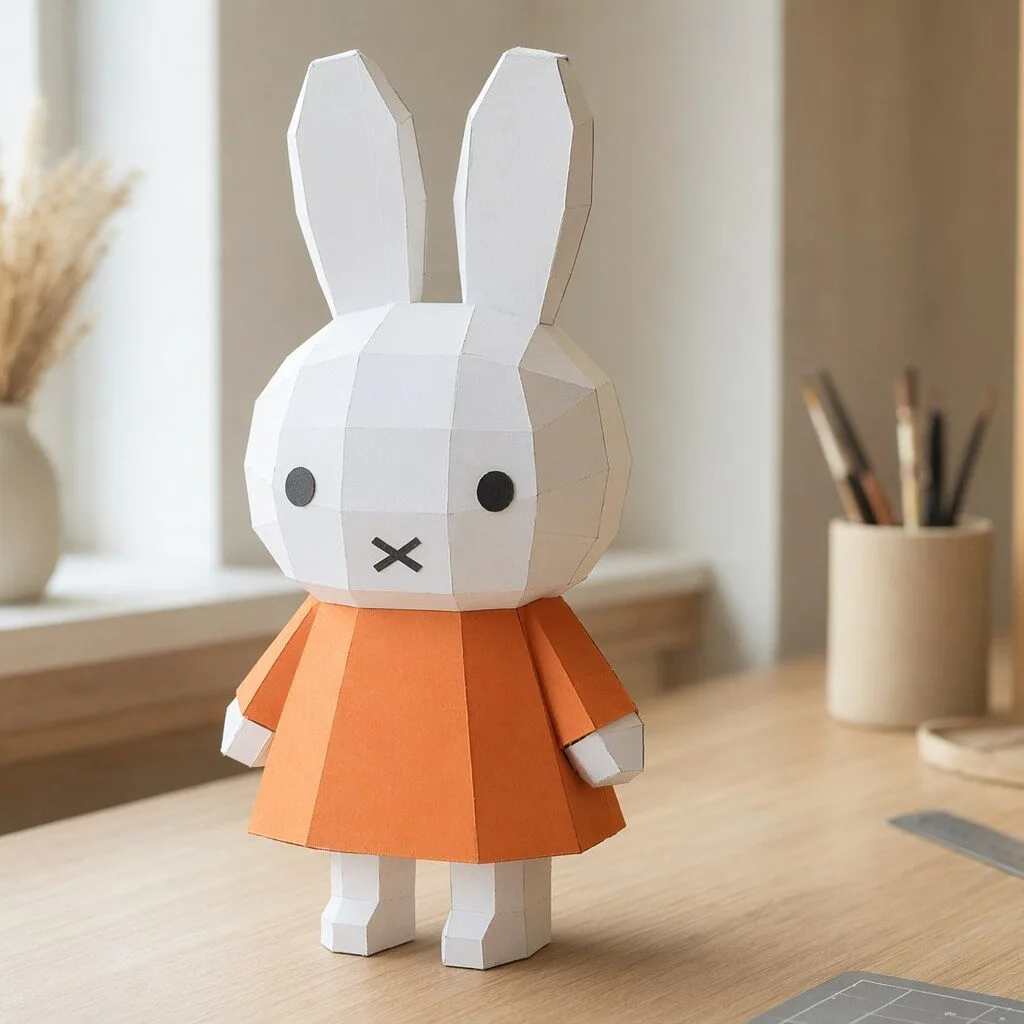 Miffy papercraft 3D – molde PDF DIY