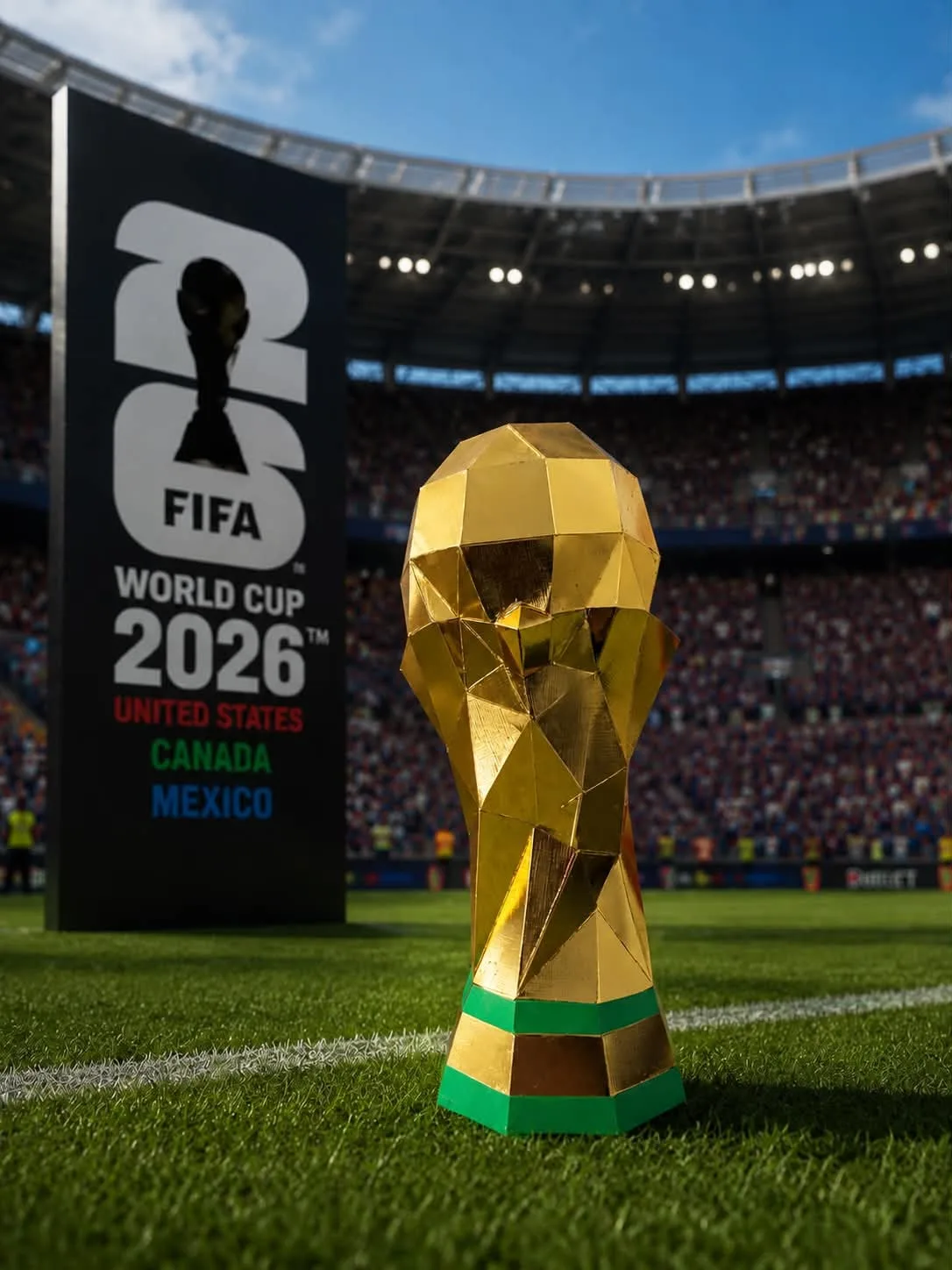 Gouden WK-voetbaltrofee in papercraft 3D, weergave 2