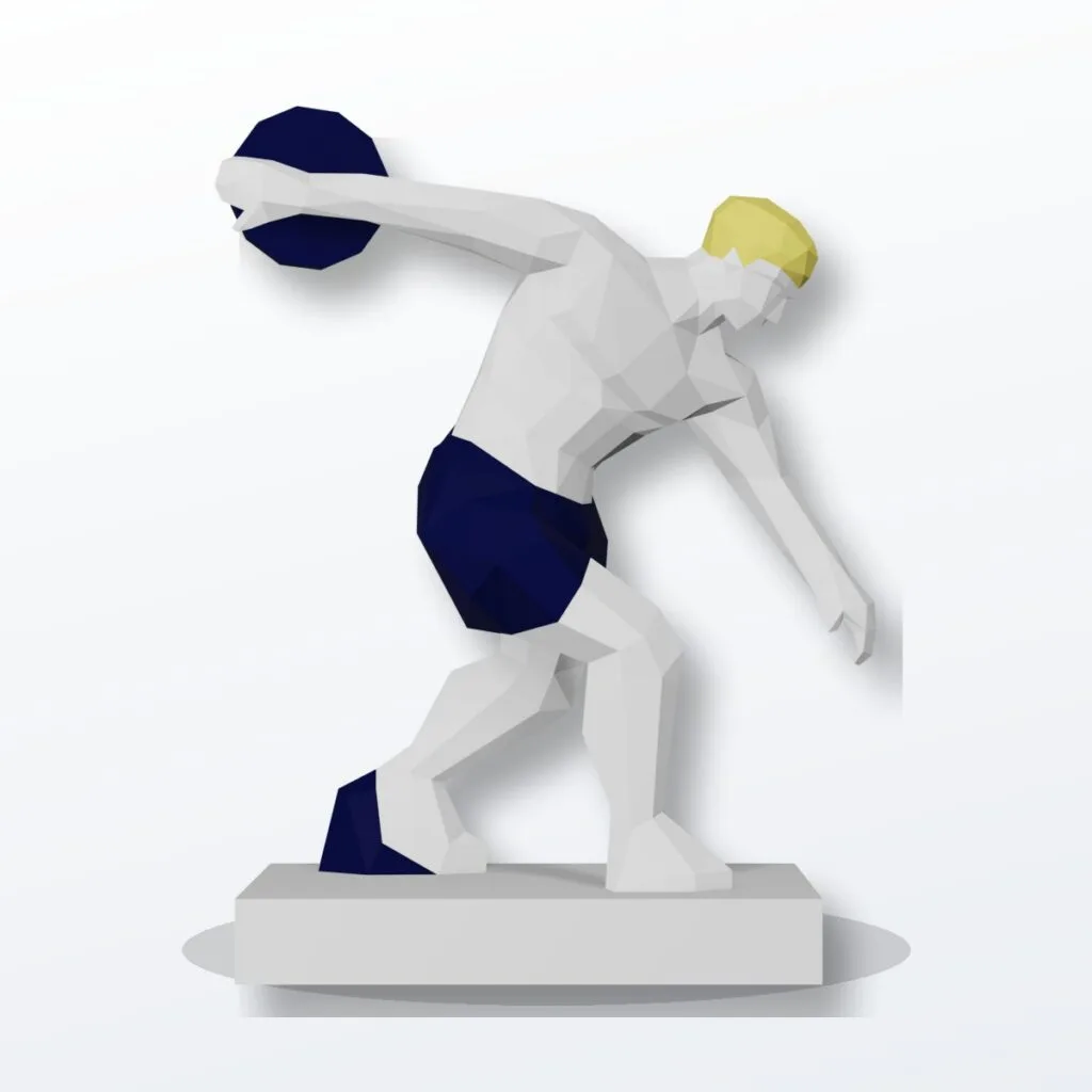 Discóbolo papercraft 3D molde PDF SVG DXF