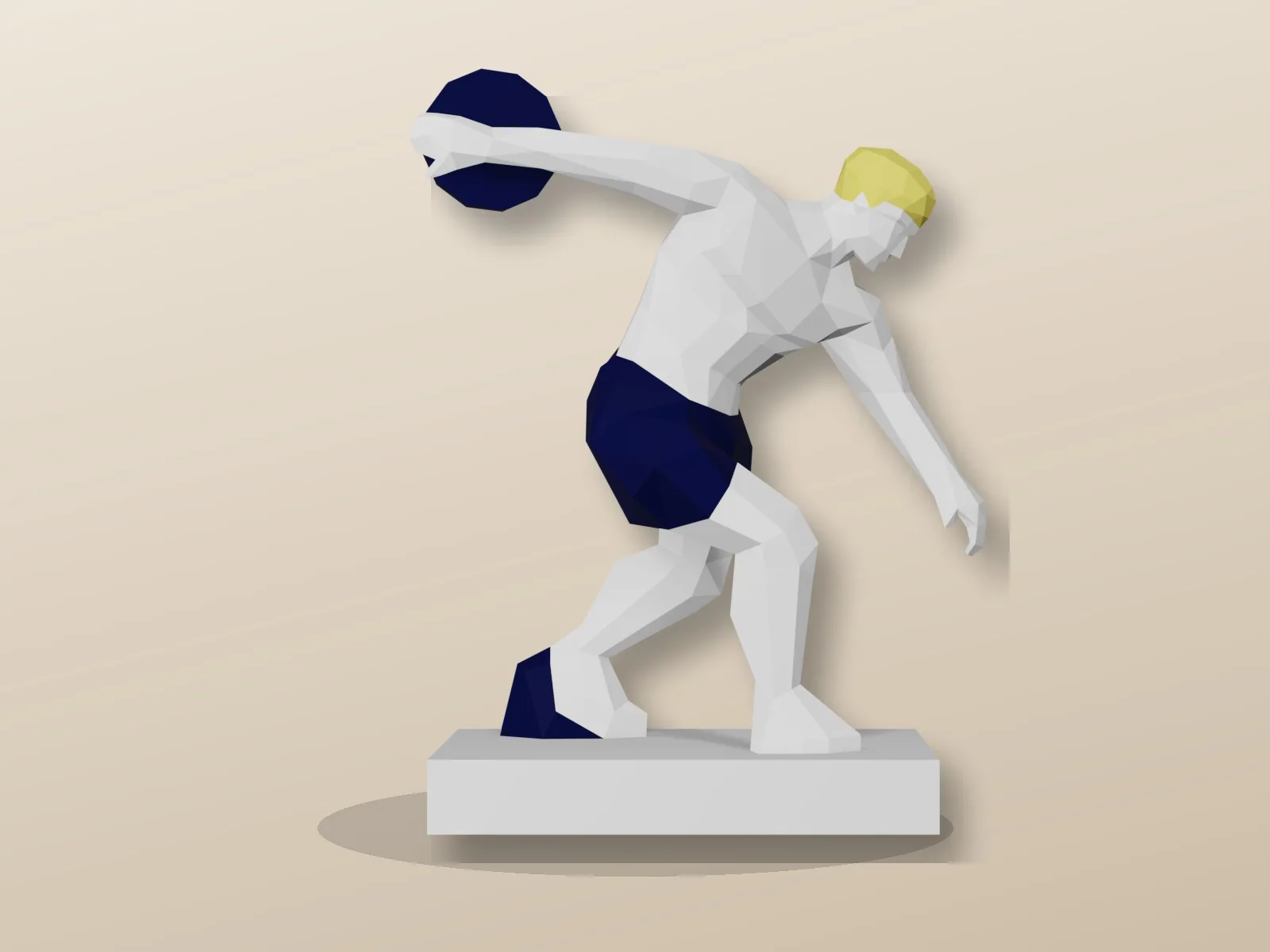 Discobole papercraft 3D, vista 2