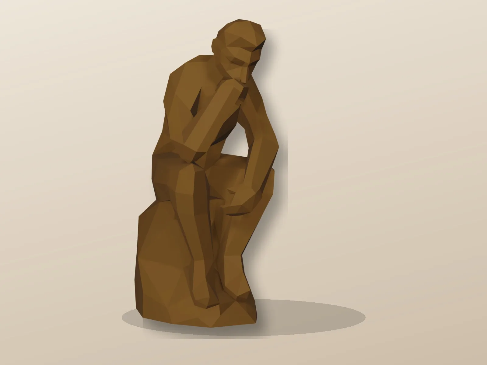Le Penseur papercraft 3D, vue 2