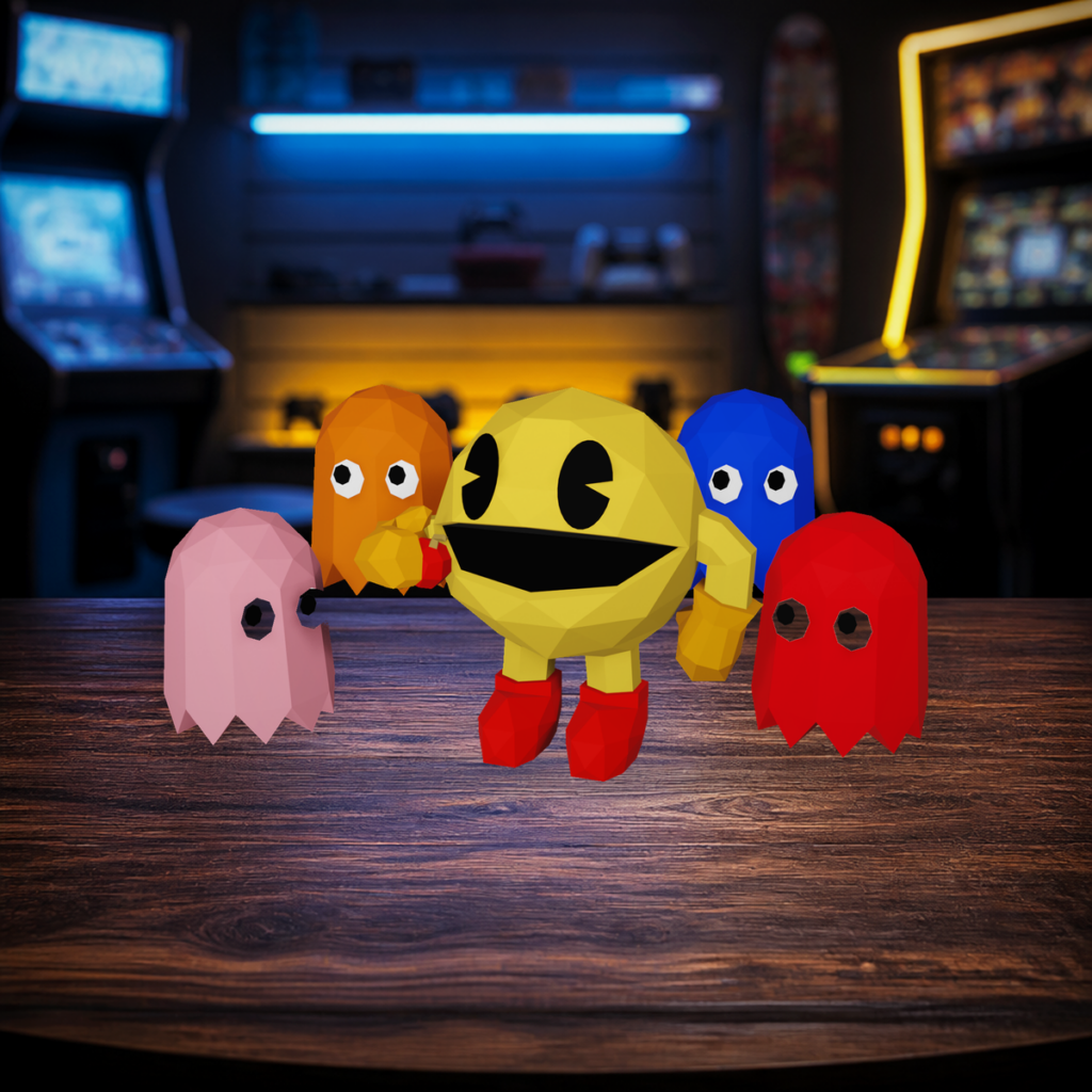 Pac-Man papercraft 3D PDF SVG DXF