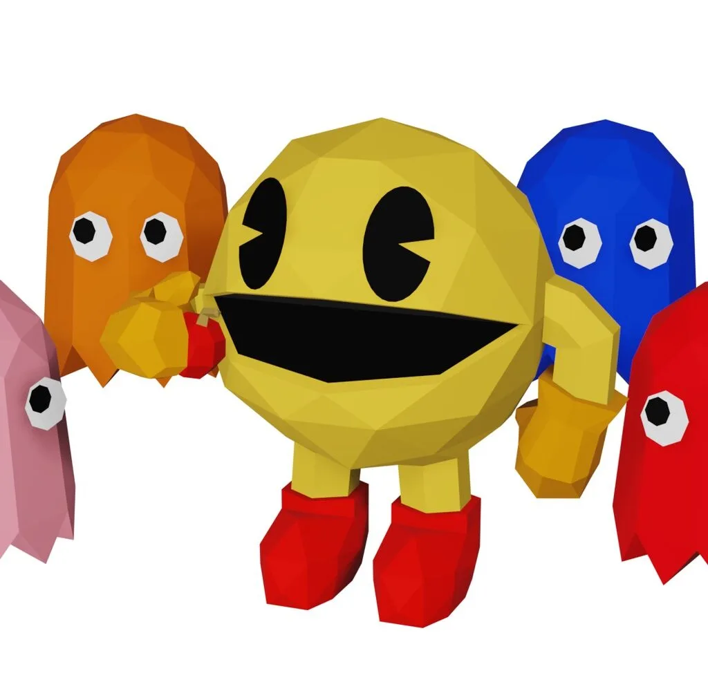 Pac-Man papercraft 3D PDF SVG DXF
