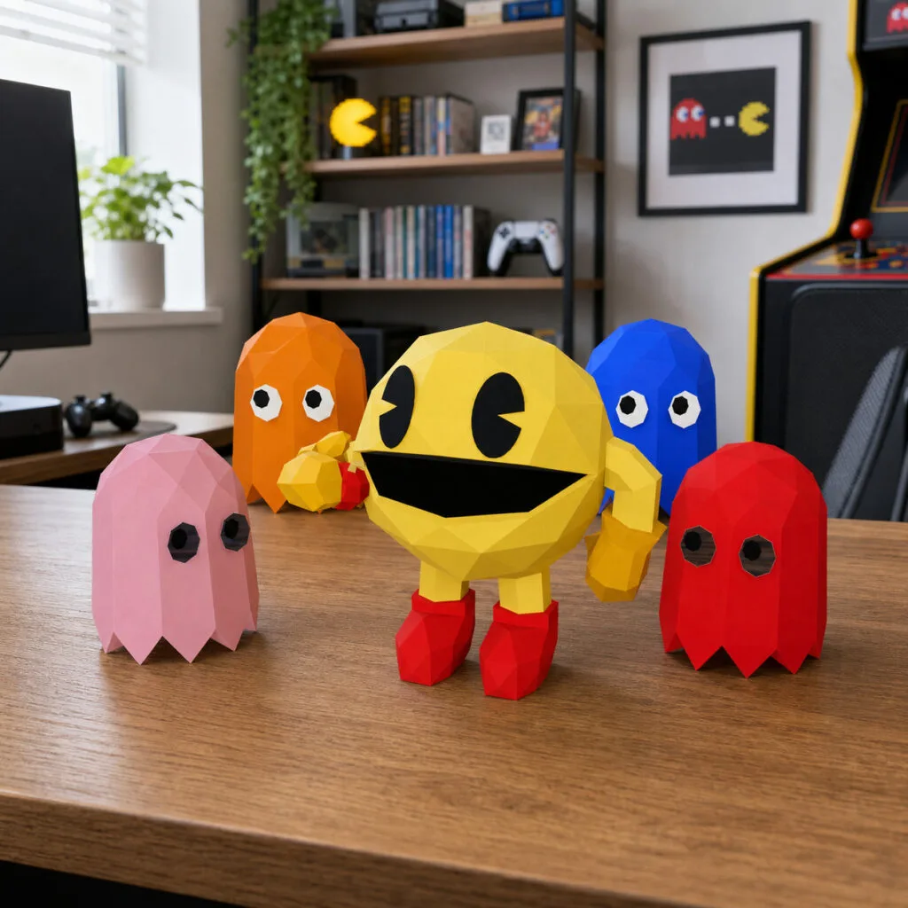 Pac-Man papercraft 3D PDF SVG DXF
