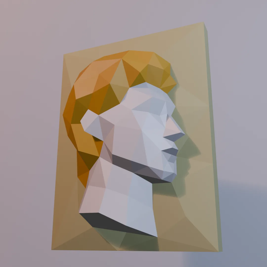Bas-relief David papercraft 3D mural, vue 3