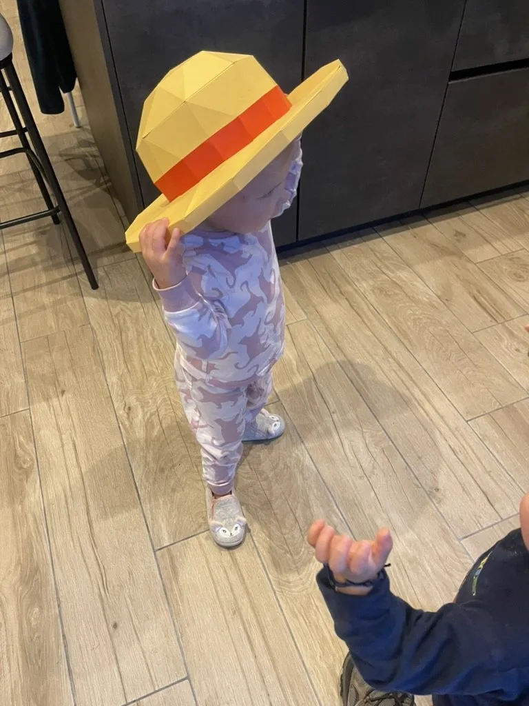 Chapeau de paille beige à bandeau rouge style Luffy