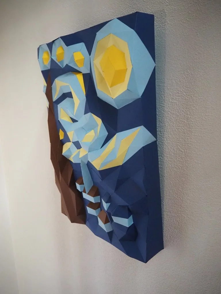 Tableau mural 3D La Nuit étoilée de Van Gogh (bleu/jaune/brun)