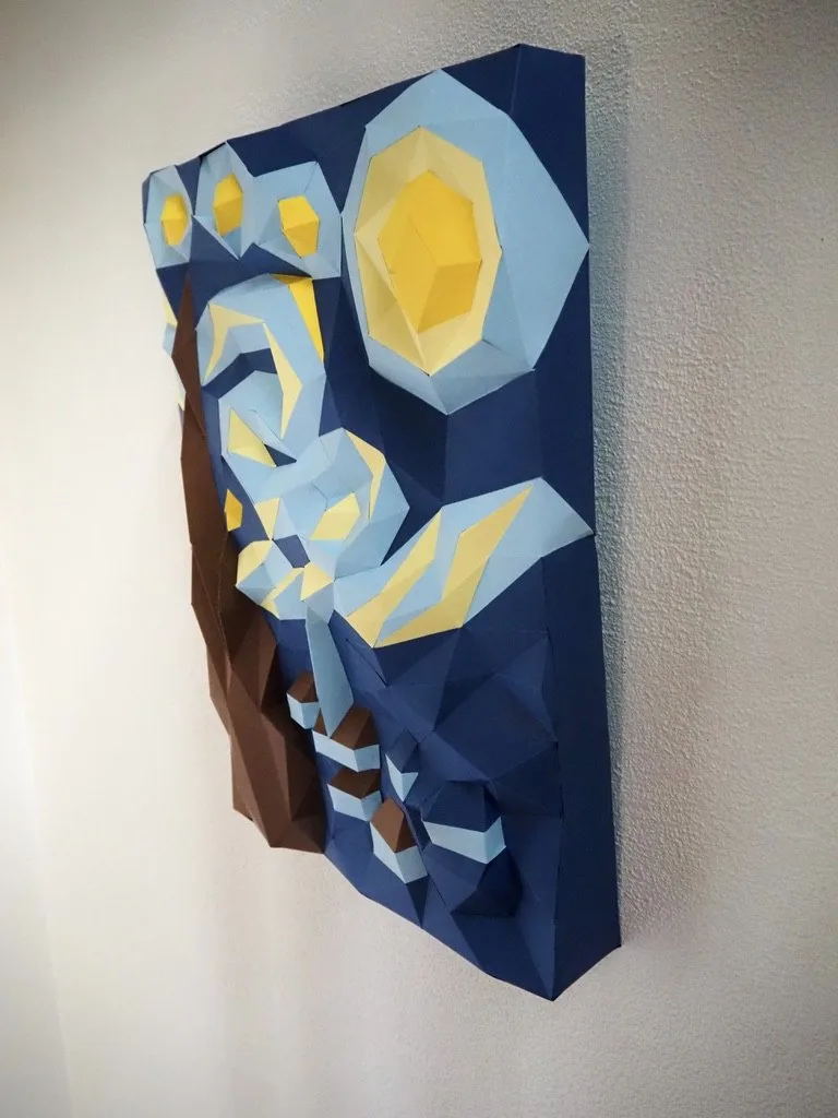 Tableau mural en relief La Nuit étoilée de Van Gogh (bleu/jaune)
